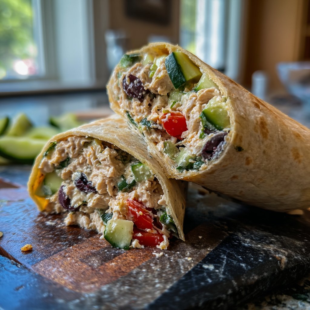 Spicy Mediterranean Tuna Salad Wrap